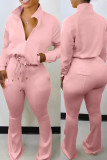 Plus Size Solid Zipper Long Sleeve 2 Piece Pants Set OMY-80081