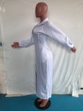 Solid Zipper Long Sleeve Maxi Dress OMY-80067