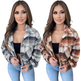 Casual Plaid Long Sleeve Jacket Coat ASL-6532