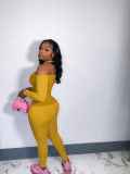 Sexy Slash Nedk Long Sleeve Tight Jumpsuit YD-8554