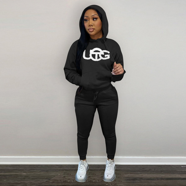 Casual Fleece Hoodies Pants Two Piece Sets DDF-88140