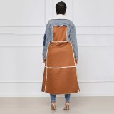Blue Denim Patch Fleece Long Coat LMDF-222