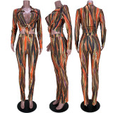 Casual Printed Blouse Top And Pants 2 Piece Sets MDF-5279