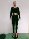Solid Long Sleeve Two Piece Pants Set BN-9315