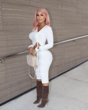 Solid Drawstring Long Sleeve Top And Shorts 2 Piece Sets OMY-80082