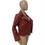 PU Leather Full Sleeve Zipper Jacket LSD-82466