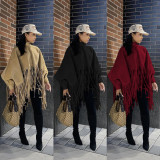 Tassel Turtleneck Full Sleeve Loose Cloak ANDF-1308