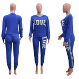 Plus Size Letter Print Long Sleeve 2 Piece Sets SH-38555