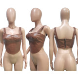 PU Leather Sleeveless Vest Top BGN-226