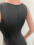Sexy Mesh Patchwork Hollow Out Sleeveless Jumpsuit NIK-269