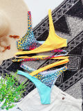 Contrast Color Bandage Bikini Two Piece Sets CASF-6124