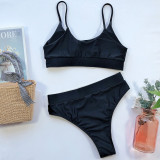 Sexy High Waist Sequin Solid Color Split Swimsuit CSYZ-18103