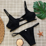 Solid Color Hollow Swimsuit Two Piece Set CSYZ-1852