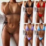 Sexy Solid Color Halter Bikini Swimsuit Two Piece Set CSYZ-B175W