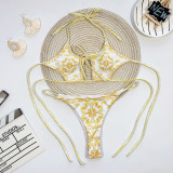 Retro Print Bikini Sexy Two Piece Sets CASF-6027