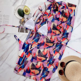 Beach Swimsuit Print Bikinis And Skirts Three Piece Set CSYZ-B256W