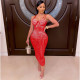 Plus Size Hot Drilling Spaghetti Strap Club Dress NY-2072