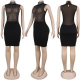 Black Hot Drilling See Through Club Dress NY-8878