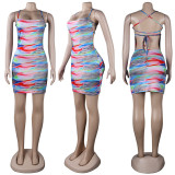 Sexy Printed Backless Bandage Mini Dress NY-2118