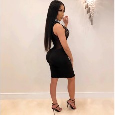 Black Hot Drilling See Through Club Dress NY-8878