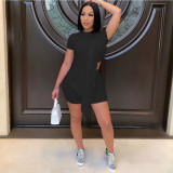Solid Irregular Top+Shorts Two Piece Sets GCNF-0111