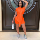 Solid Irregular Top+Shorts Two Piece Sets GCNF-0111
