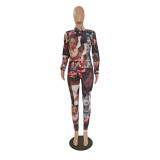 Casual Printed Shirt Top And Pants Two Piece Sets GCNF-0065