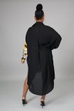 Loose Irregular Splice Pocket Shirt Dress GDYF-6954