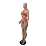 Sexy Swimsuit Solid Color Mesh Two Piece Set GDYF-6987