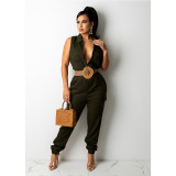 Solid Color Sleeveless Simple Casual Jumpsuit (Without Belt) GDYF-6951