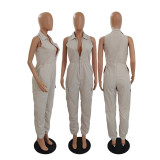 Solid Color Sleeveless Simple Casual Jumpsuit (Without Belt) GDYF-6951