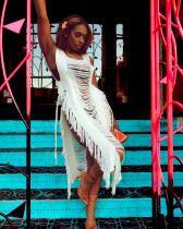 Sexy Tassel Hollow Out Beach Dress TR-1195