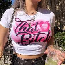 Sexy Printed O Neck Short Sleeve Slim T-Shirt FSL-F194