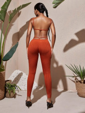 Solid Backless Spaghetti Strap Tight Jumpsuit BGN-236