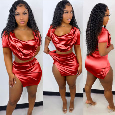 Sexy Crop Top Split Mini Skirt Club 2 Piece Sets YNSF-1801