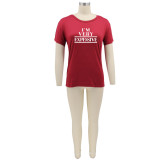 Letter Print Short Sleeve O Neck T Shirt BMF-059W