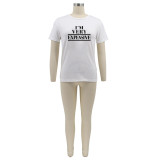 Plus Size Letter Print Short Sleeve T Shirt SFY-059W