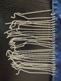 Denim Rhinestone Tassel Jeans Shorts GCNF-0169