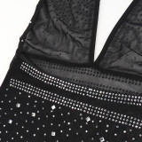 Plus Size Hot Drilling Deep V Neck Halter Night Club Dress (With Briefs) NY-2322