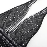 Plus Size Hot Drilling Deep V Neck Halter Night Club Dress (With Briefs) NY-2322