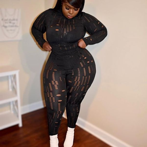 Plus Size Black Hole Long Sleeve 2 Piece Sets LSD-82014Plus