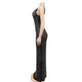 Sexy Hot Drilling Mesh Night Club Dress BY-5618
