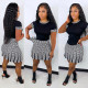 Casual Printed T Shirt Mini Skirt Two Piece Sets NY-2342