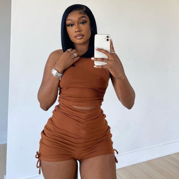 Sexy Sleeveless Top And Shorts Two Piece Sets NY-10193