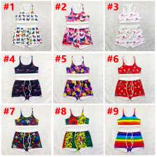Sexy Printed Tank Top And Shorts Sports 2 Piece Sets SHD-9367