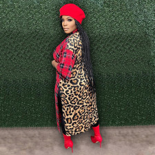 Casual Leopard Plaid Print Spliced Outwear WMEF-20788