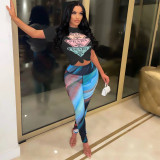 Casual Printed T Shirt And Pants 2 Piece Sets BN-9322