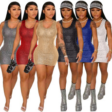 Sexy Sequin Sleeveless Mini Dress TK-6223