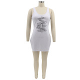 Plus Size Letter Print Sleeveless Mini Dress SFY-2162B