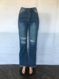 Plus Size Denim Ripped Hole Mid-Waist Jean Pants LX-5511